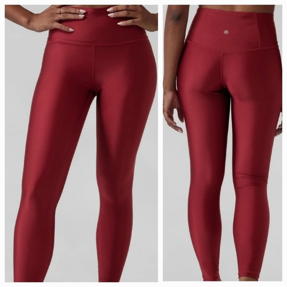 ATHLETA ELATION SHINE TIGHTS HIGH RISE LEGGINGS RED LARGE - Picture 15 of 16